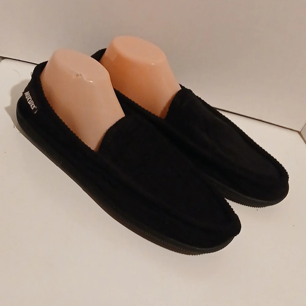 Muk Luks Black Textured Slip-Ons